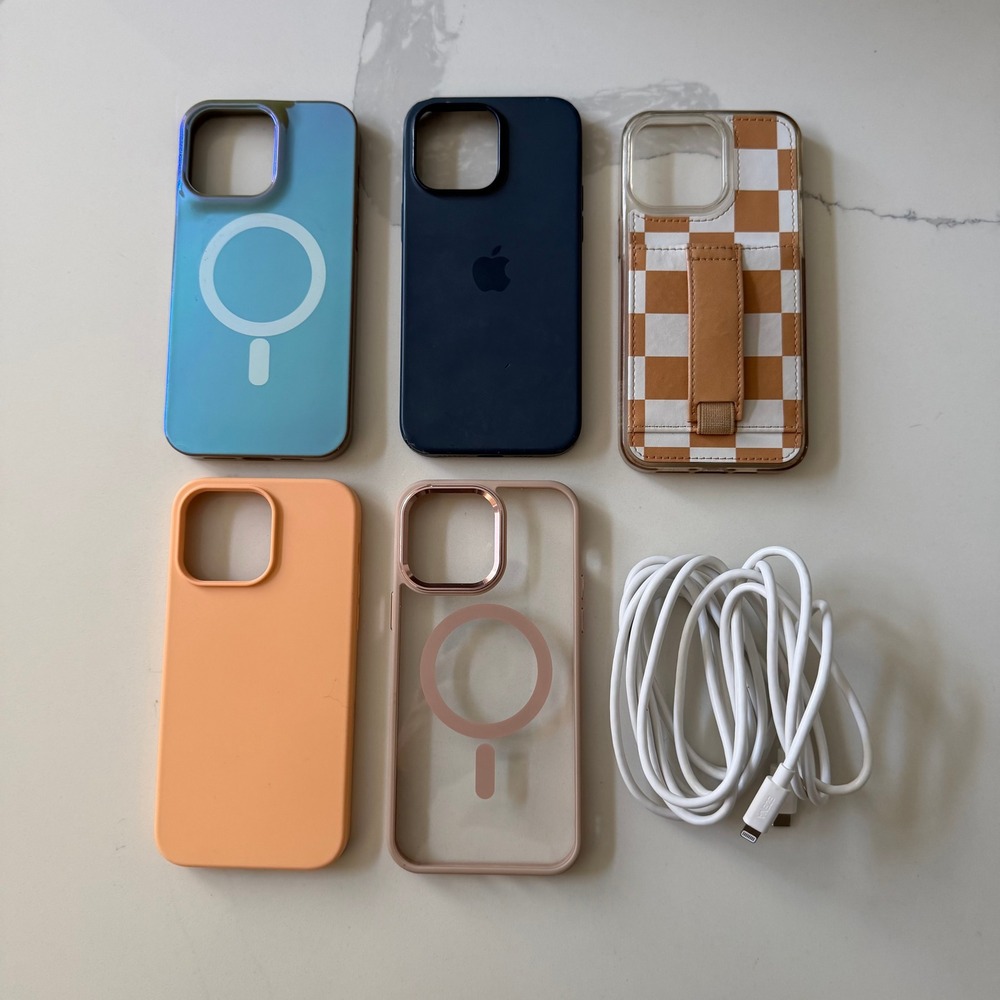 Apple iPhone 14 Pro Case Lot MagSafe Silicone Checkered 10 Ft EZENA USB-C Cable